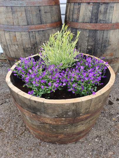 Oak Barrel Whisky/Whiskey Planter Half Tub Rustic Garden Flower Pot