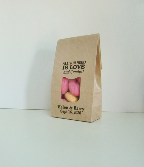 Diy Candy Favors, Rustic Favor Bags For Wedding & Engagement Party Gifts, All You Need Is Love And