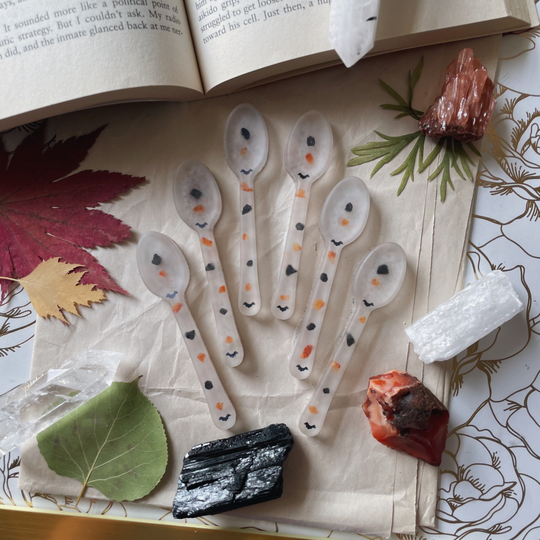 Mini Halloween Resin Spoons, Carnelian Crystals, Bat Decor, Altar Herb Scoop, Home Tools, Gifts For Him, Her