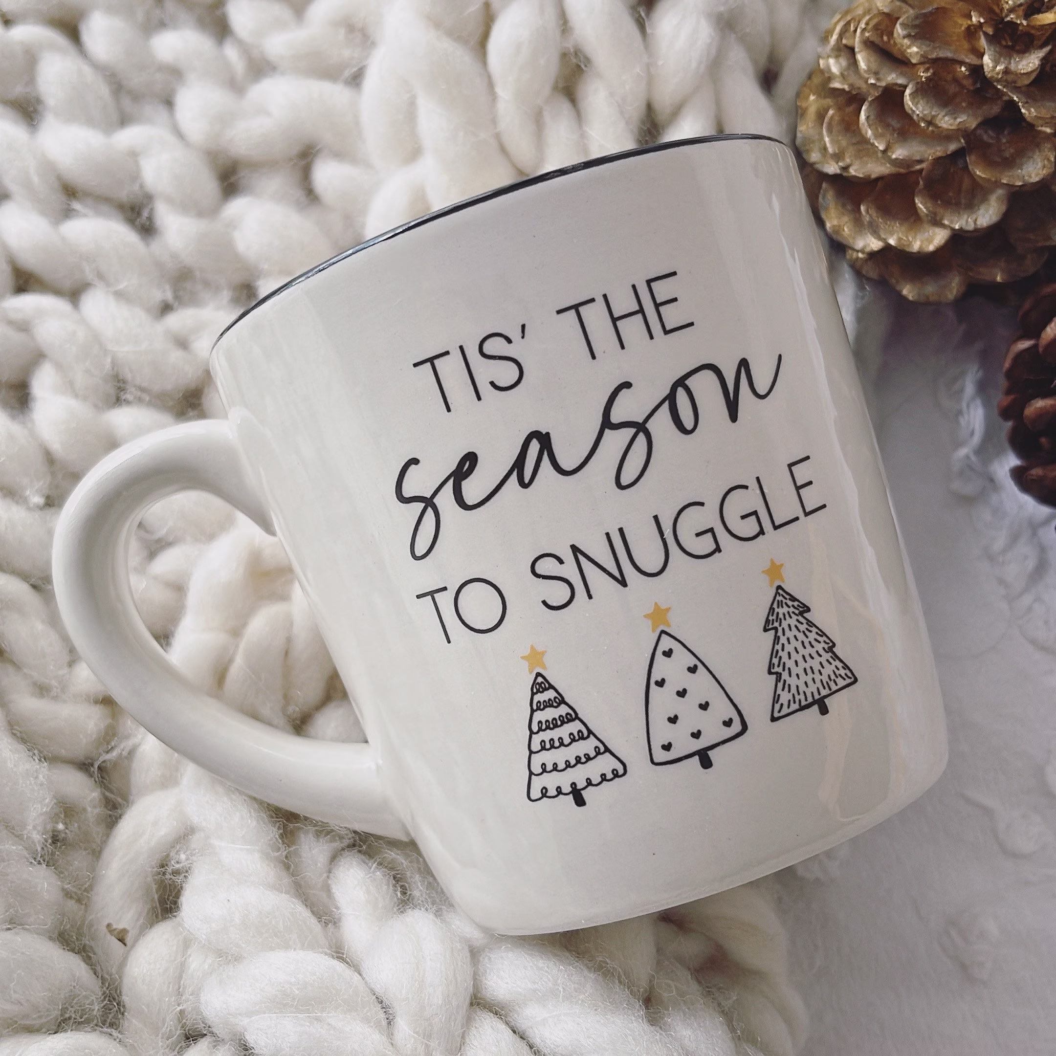 Tis The Season To Snuggle Ceramic Mug - Christmas Seasonal Tree