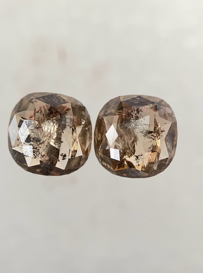 1.82 Carat Weight/Natural Loose Diamond Cushion Pair Salt & Pepper Pair Earrings Jewelry 6.26 X 6.23 Mm