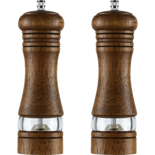 Wood Salt and Pepper Grinder Mills Sets, Classic Manual Salt Grinder Refillable Pepper Mill Sets 6 Inch Antique + Antique Color Box
