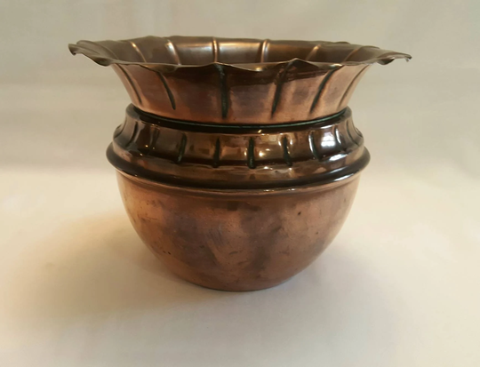 Antique Copper Jardiniere - An Early 20Th Century Planter Of Medium Size, With A Drilled Rim Formerly Ceiling Suspended