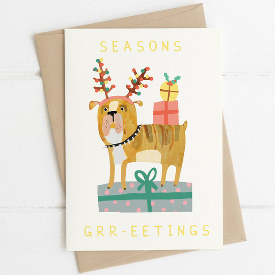Seasons Grreetings Dog Christmas Card