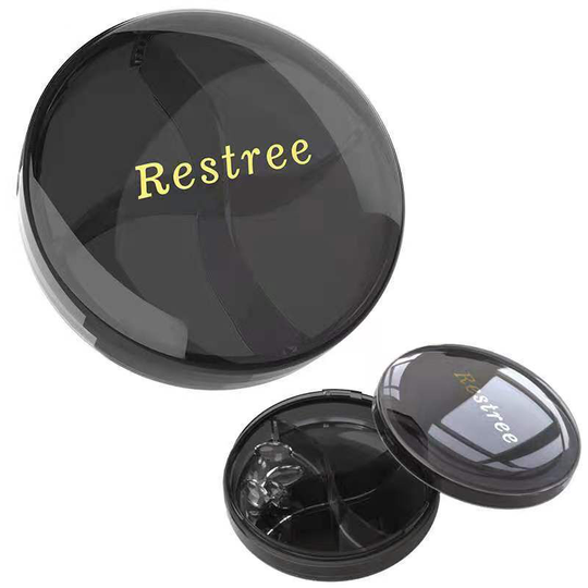 Pill Box, Portable Small Medicine Box, Mini Four-Compartment Medicine Box black - Muff