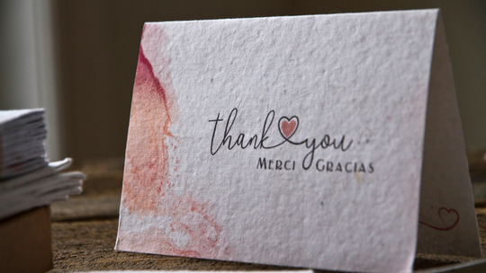 Set Of 10 Handmade Seeded Plantable Thank You-Merci-Gracias -Cards With Seeded Envelope Recycled & Eco Friendly Cards Thank You Favours