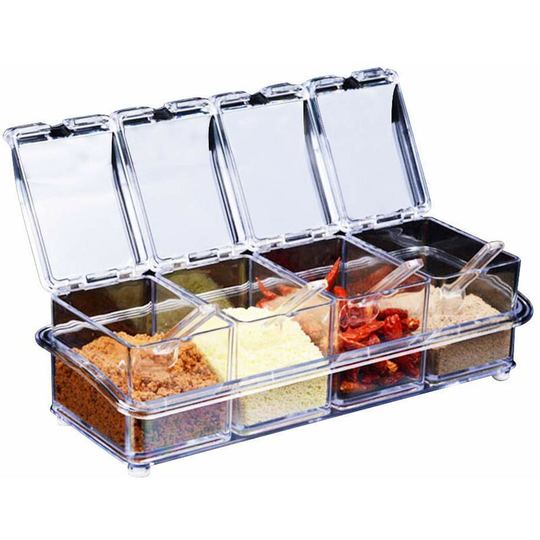 Seasoning Box Set 4 Pieces Clear Bottles Salt Spice Jar,Spice Jars Kitchen Condiment Container Stora