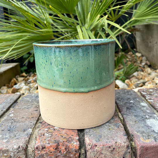Turquoise Ceramic Planter, Indoor Plant Pot - Ready To Ship