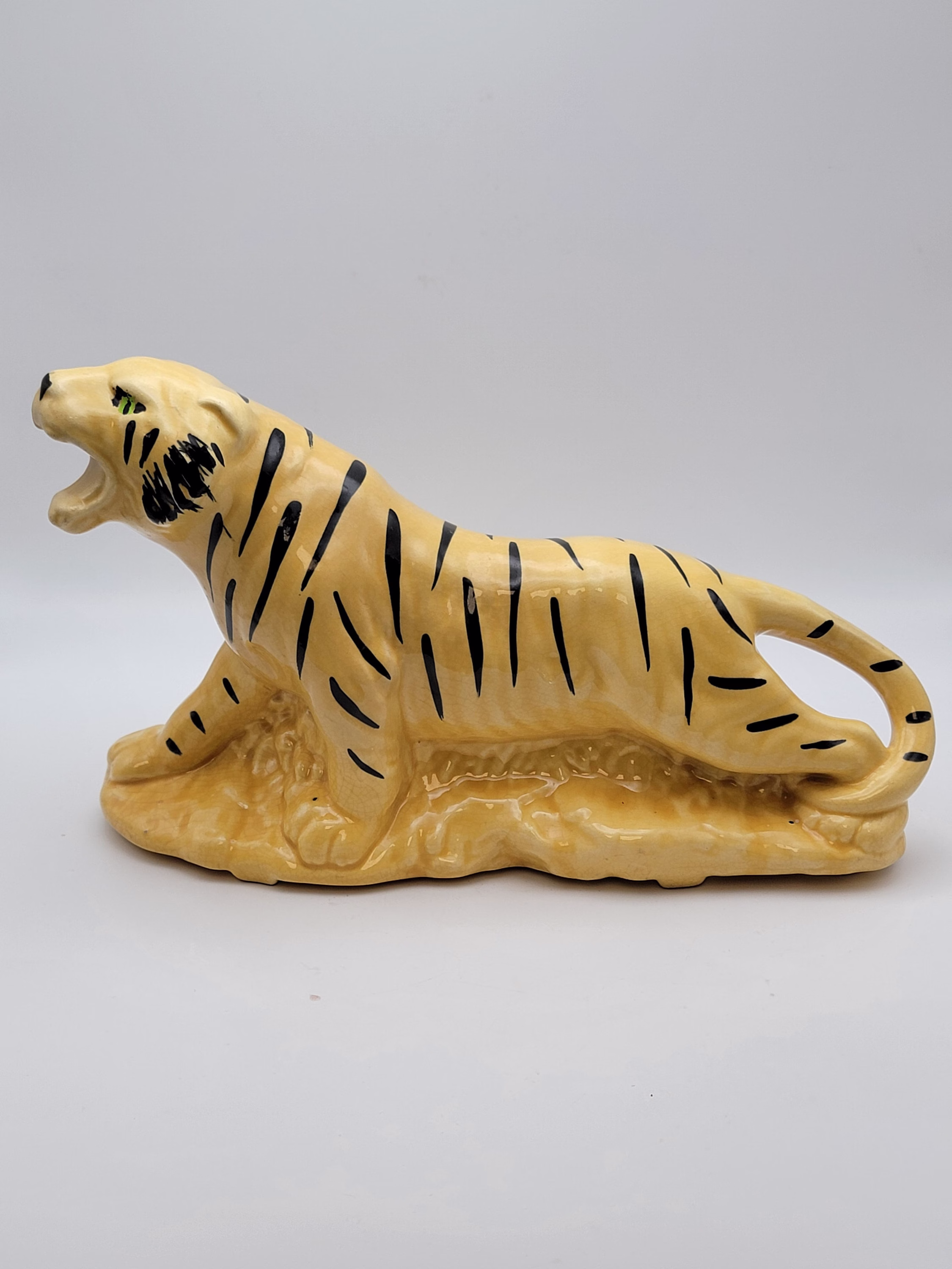 Vintage Roaring Yellow & Black Tiger Tv Planter By Cameron Clay
