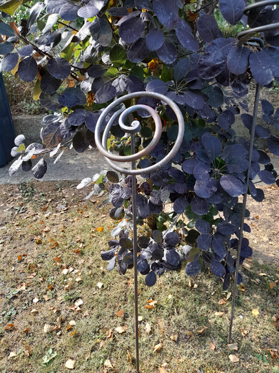 Hand Forged Spiral 45 Degree Plant Supports - Stake Gardening Garden Plant Support Steel -Present-Gift