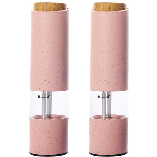 2PCS Electric Salt and Pepper Grinder Set Battery Operated Salt And Pepper Mill And Pepper Grinder pink