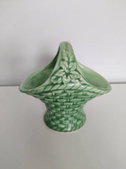 Sylvac Green Basket Planter