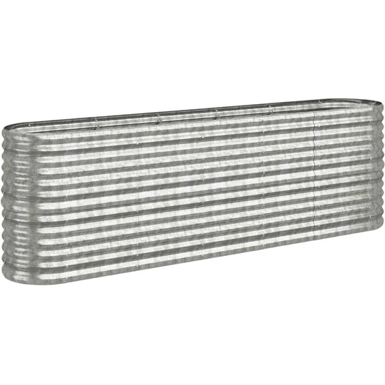 Garden Planter Powder-coated Steel 224x40x68 cm Silver Vidaxl Silver