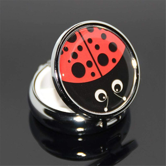 Mini Portable Round Metal Medicine Box - 2' Small Handbag Travel Pill Dispenser(Style 1)
