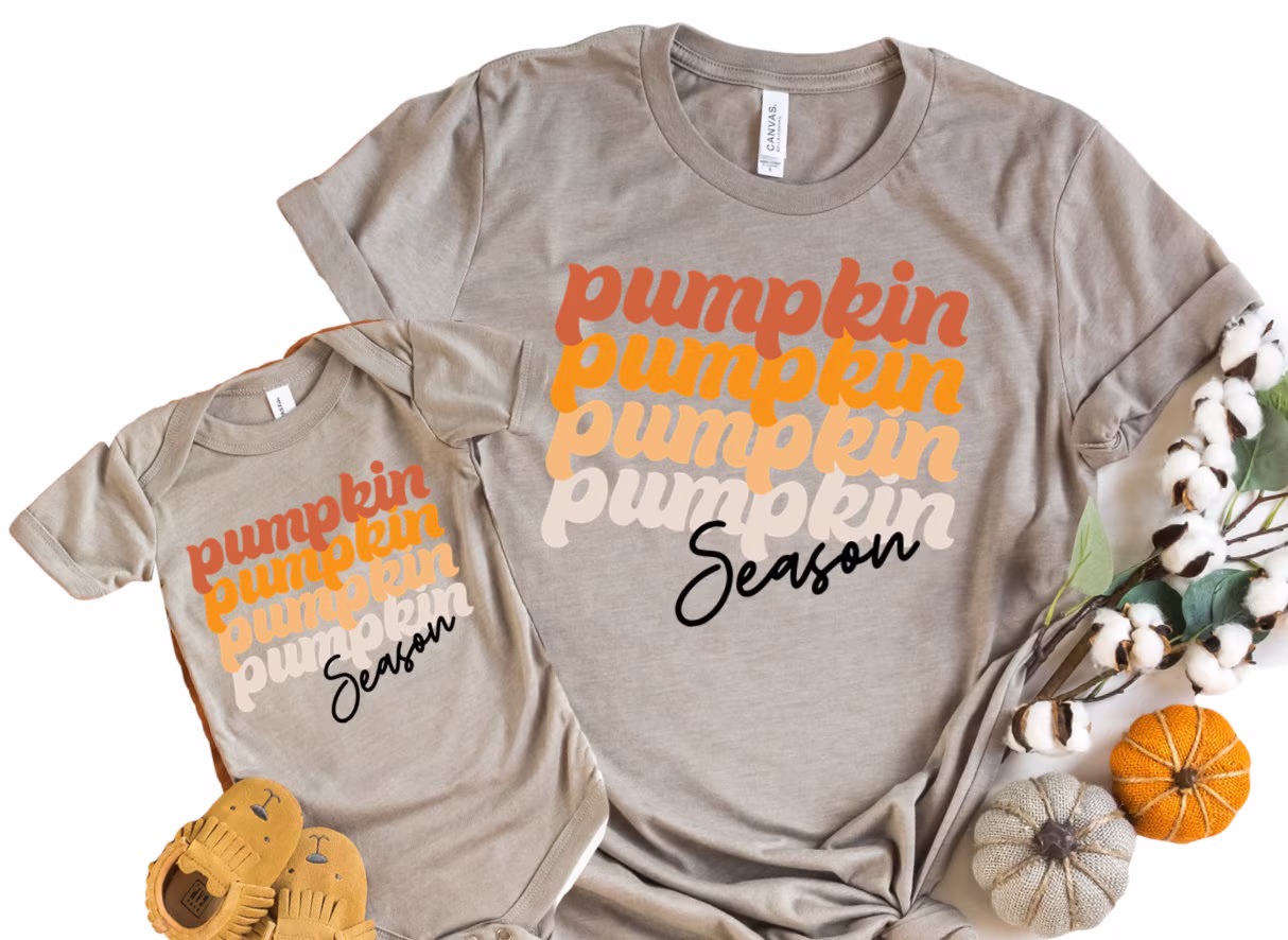 Pumpkin Season Shirt, Mommy & Me Matching Fall Mama Mini Thanksgiving Mom Pumpkin Spice Shirt, Mom Baby Kid Outfit