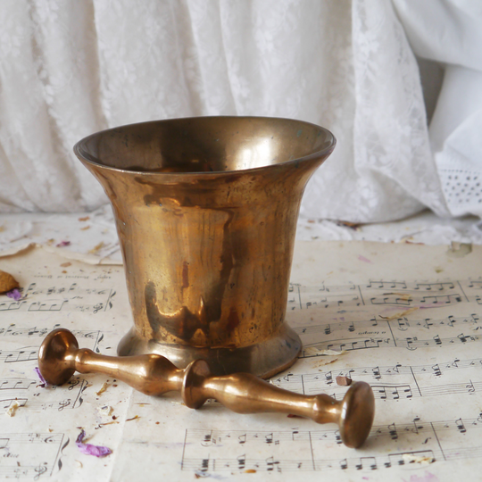 Antique Brass Pestle & Mortar