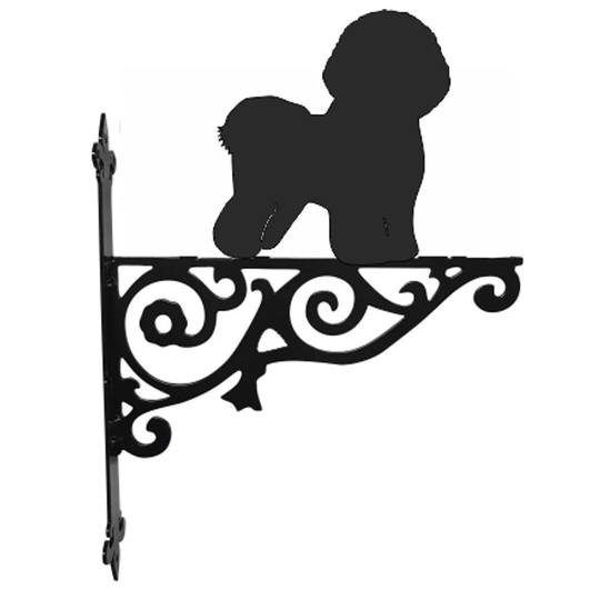 Bichon Frise Ornamental Hanging Bracket - Contemporary Basket Wall Mounted Decorative Garden Black