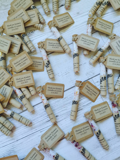 Personalised Bath Salt Glass Tubes/ Wedding Favours/ Hen Party/Do Gifts /Scents Lavender, Orange, Rosemary, Spearmint, Rose, 5Ml/Each