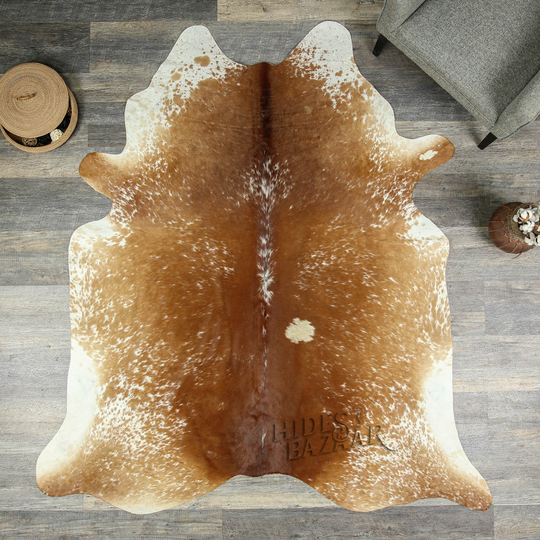 Brown Salt & Pepper Cowhide Rug | Size7'4"x6'7
