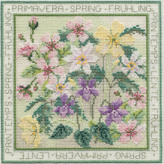 Counted Cross Stitch Kit, Four Seasons - Spring, Floral Sewing Needlework Embroidery Gift, Mother's Day Birthday Christmas, Home Decor