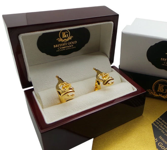 Microscope Cufflinks Luxury Set For Science Doctor 24K Gold Clad Wooden Gift Case Gifts Biology Medicine Medical Graduate Cuff Links