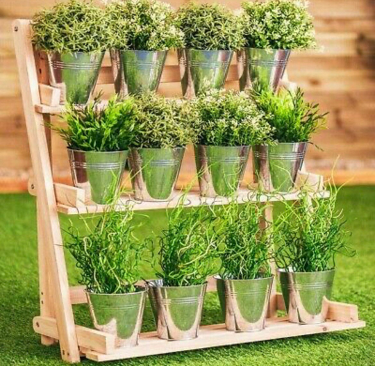 12Pcs Metal Plant Flower Pot Galvanised Iron Balcony Garden Herb Planter Pots Indoor Outdoor Use
