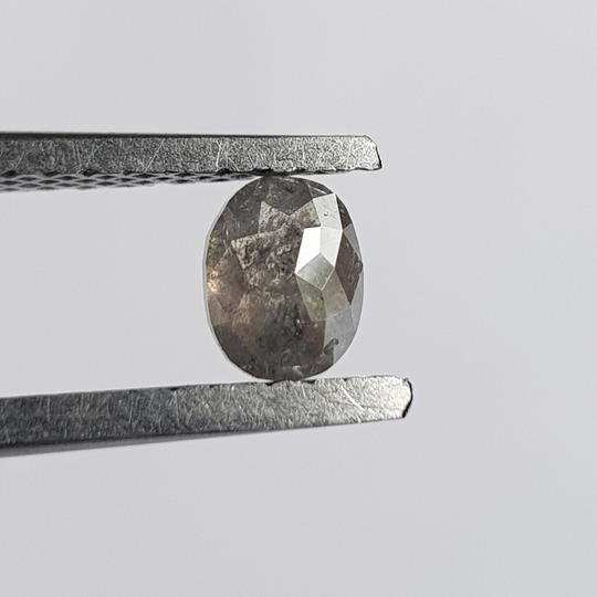 4.8mm/0.49Ctw Clear Black/Grey Salt & Pepper Oval Shaped Rose Cut Loose Diamond, Faceted Diamond For Ring, Dds739/17