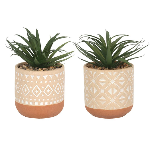 Faux Succulents in Geometric Pots