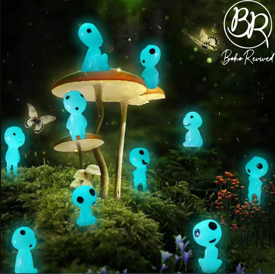 Luminous Tree Spirits Elf Ghost Fairy Garden Miniature Figurines Spirit Resin Craft Dollhouse Bonsai Decor Terrarium Halloween