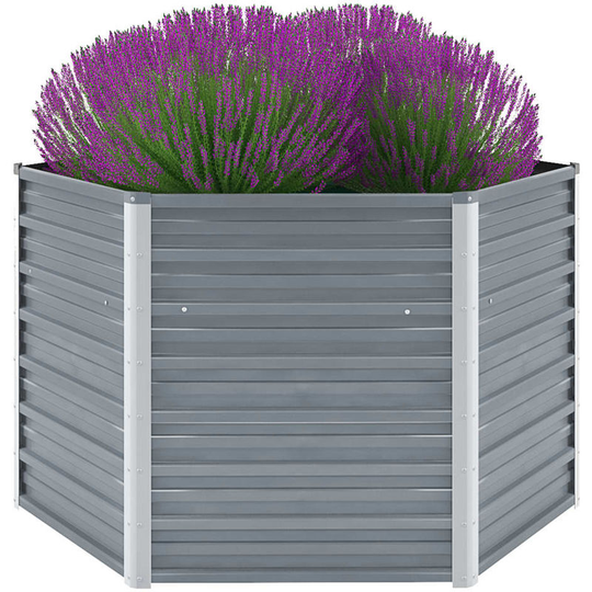 Garden Planter Galvanised Steel 129x129x77 cm Grey VD29036 - Hommoo