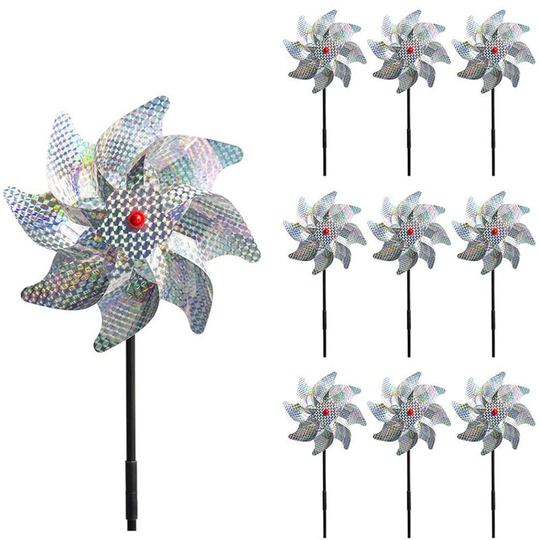 10Pcs Bird Repellent Pinwheel Reflective Sparkly Pin Wheels Protect Garden Plant Flower Bird Rpellent Windmill Garden Decoration
