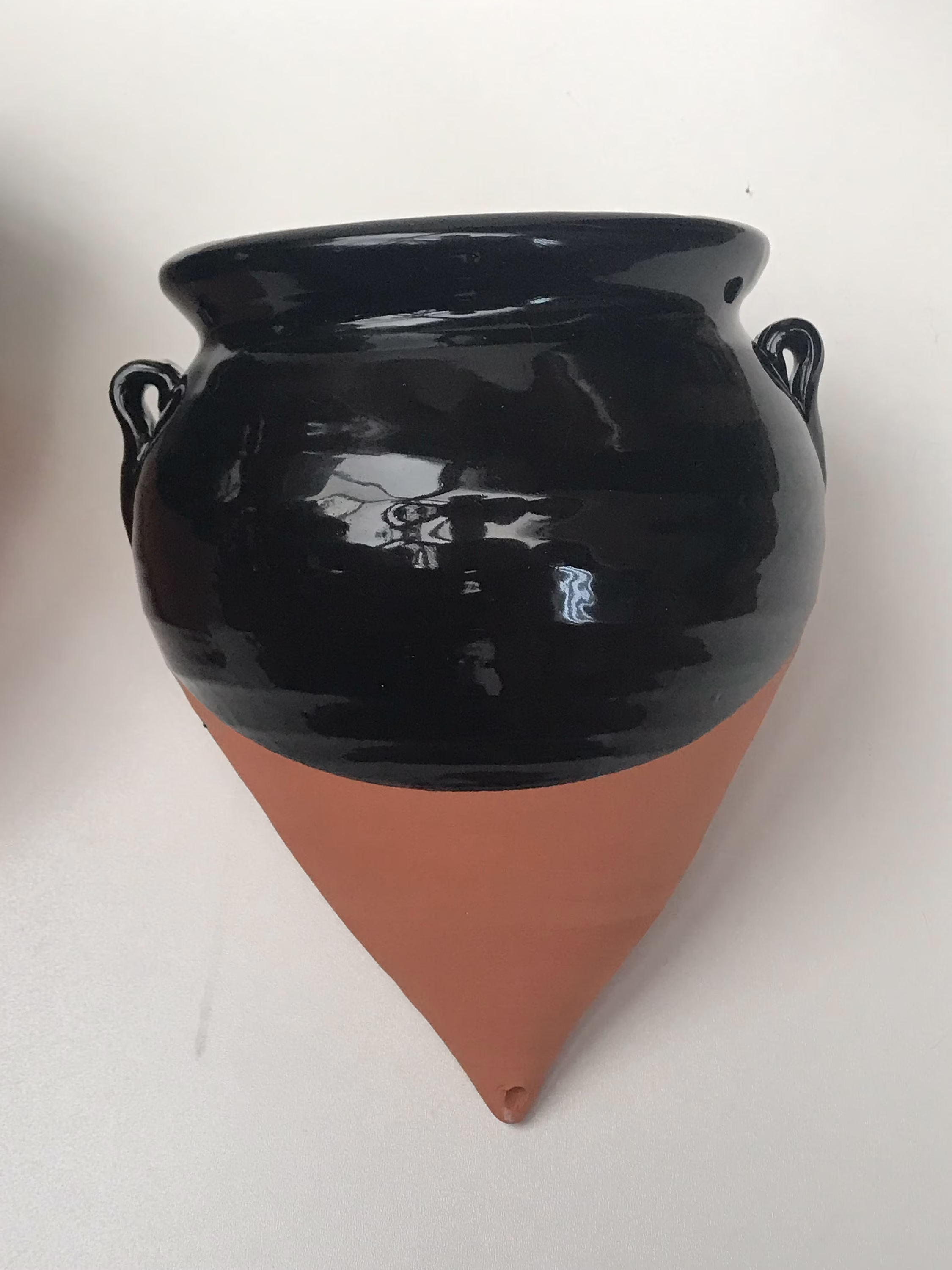 Genuine Spanish Hand Dipped Selena Flat Back Terracotta Wall Pot. Planter Choice Of Colours Red, Green, Blue, Black Or Ochre Yellow