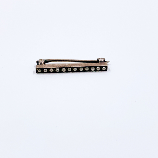 Victorian Seed Pearl Bar Pin | Sterling Silver Brooch