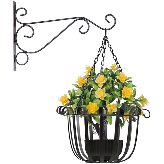Hanging Planter Basket Flower Pot Holder Round Iron Hanging Planter Pot Basket Floating Wall Hanging Planter Vase Container
