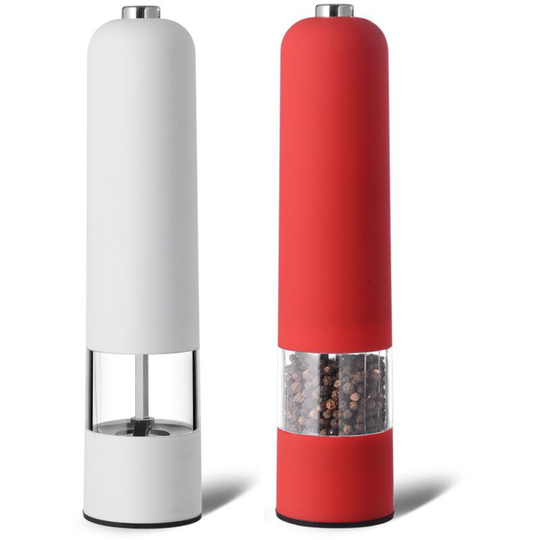 Salt and Pepper Mill Set of 2 Manual with Adjustable Ceramic Grinder from Coarse to Fine Spice Mill Set 1pcs red+1pcs white