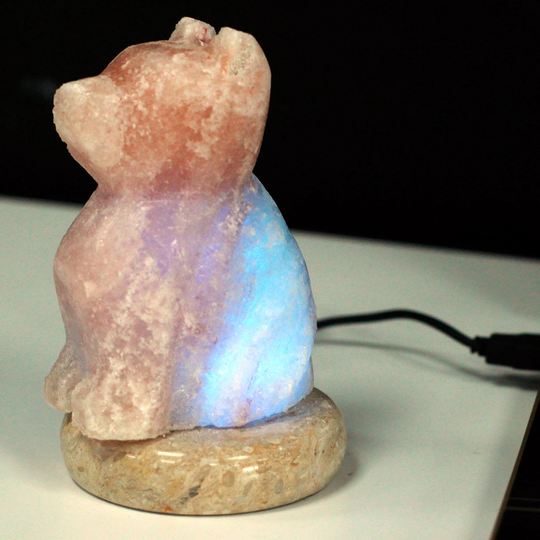 Handmade Tabletop Himalayan Crystal Salt Lamp Dog Shaped Usb Unique Decorating Gift For Great Atmosphere