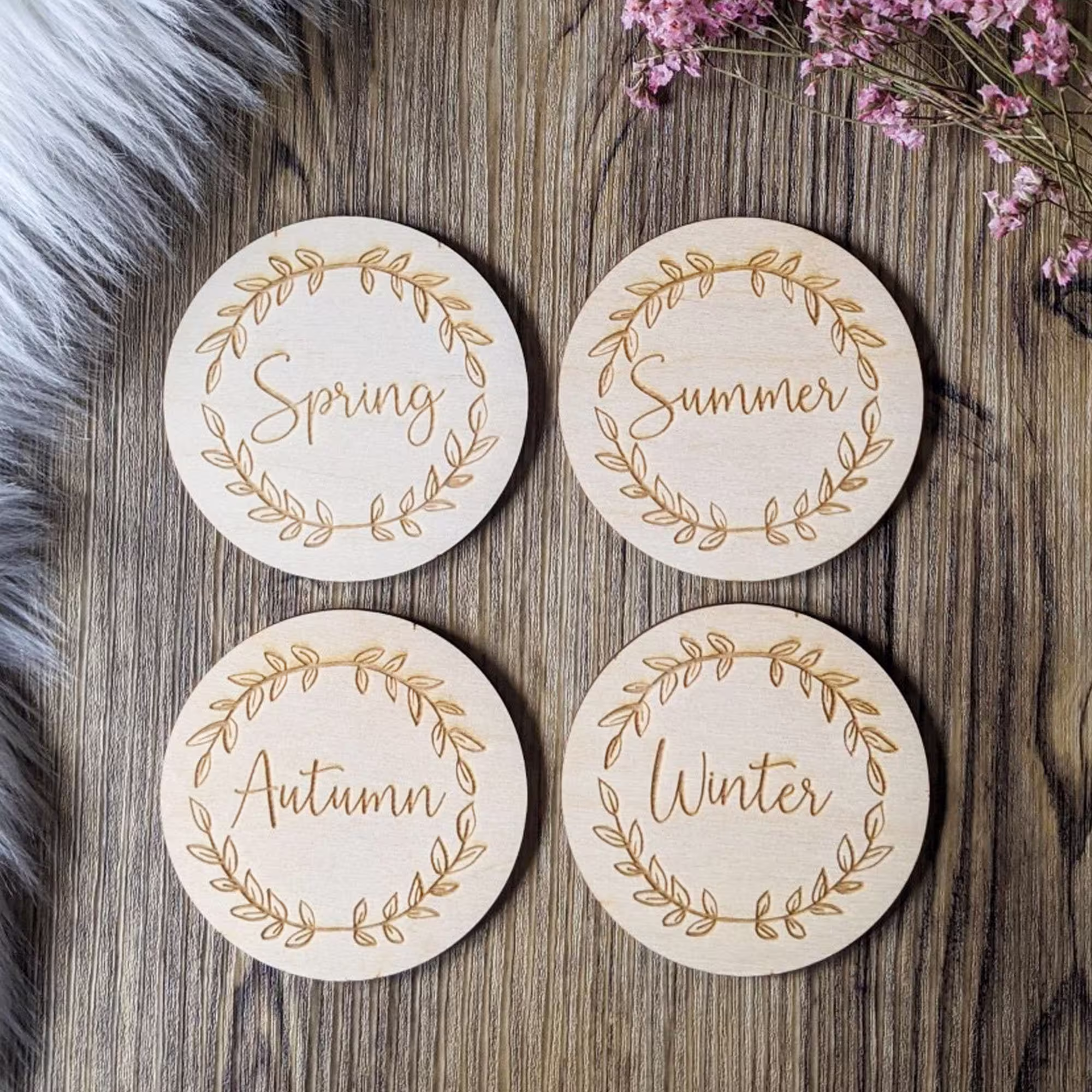 Baby Flatlay Seasons Disc | Ootd Wooden Disc New Announcement Flat Lay Prop Children's Photo