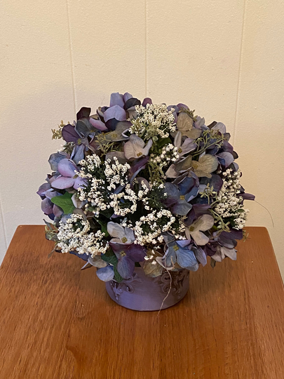 Victorian Blue Lavender Hydrangea Centerpiece