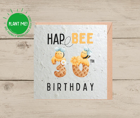 Happy Birthday Bee Card | Wildflower Seed Hap-Bee Day Age Milestone Any Plantable