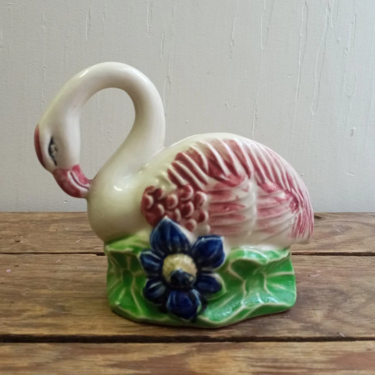 Vintage Ceramic Crane Planter Made in Japan