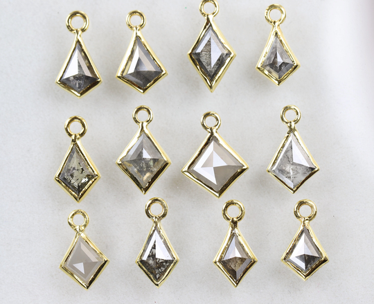 10K Yellow Gold Metal Fancy Salt & Pepper Kite Shape Diamond Engagement Pendant, Natural Dg6252