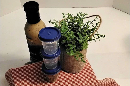 Tupperware Midgets, Set Of3, Clear W Blue Top, 3Oz Container, Holds Salad Dressing, Treats, Medicine, Storage N Organization, Nib, Containers