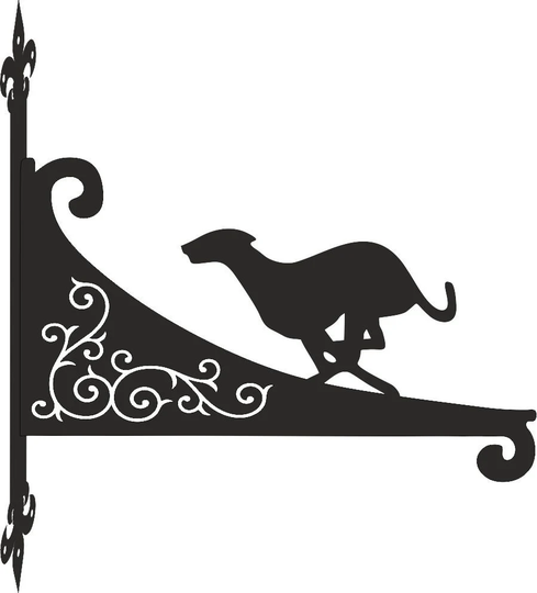 Greyhound Running Ornamental Scroll Hanging Bracket