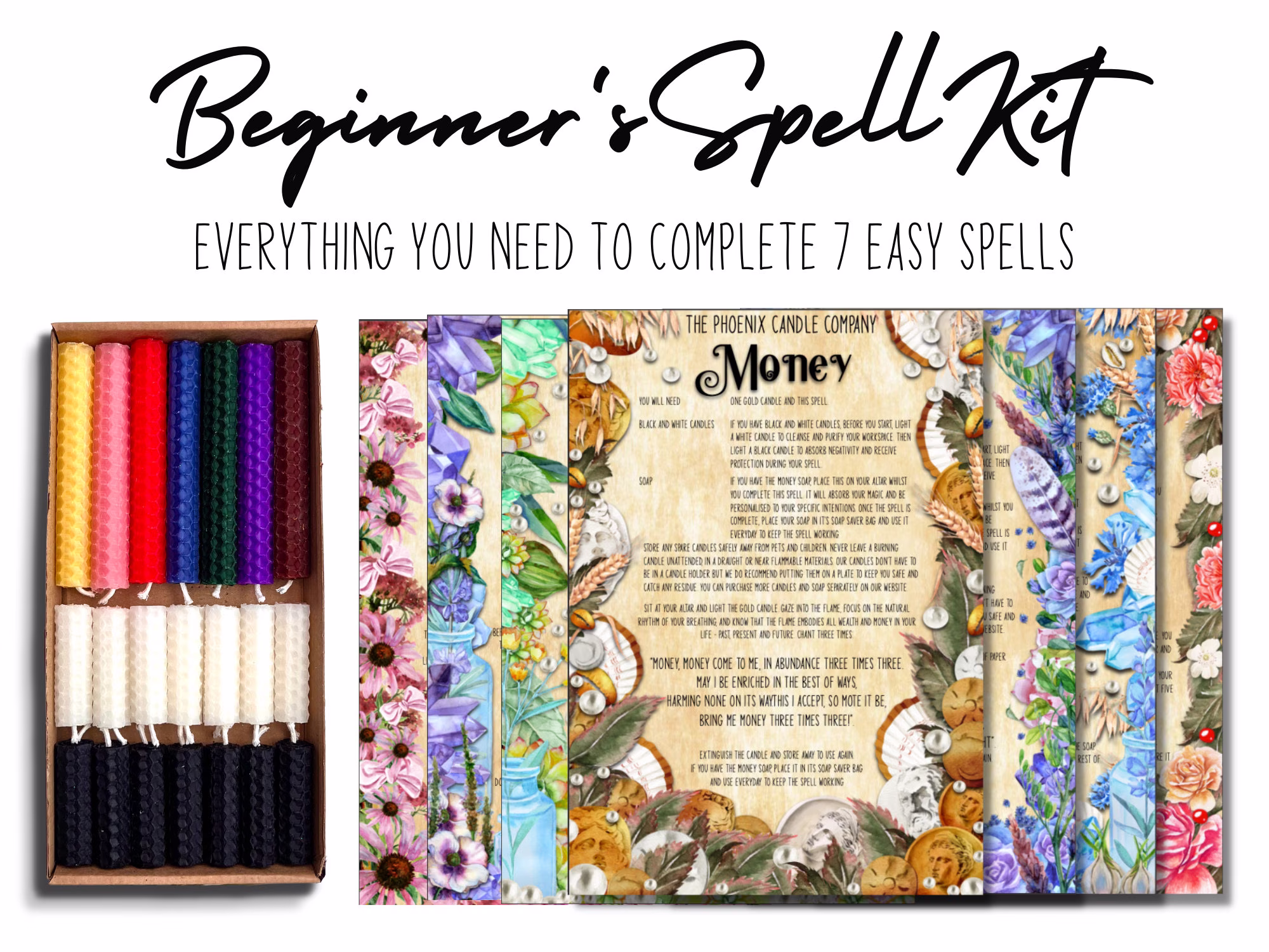7 Spells | 21 Pack Of 2 & 4 Inch Beeswax Spell Candles Unscented Assorted Colours Hand-Rolled Burn Time 35 80 Mins