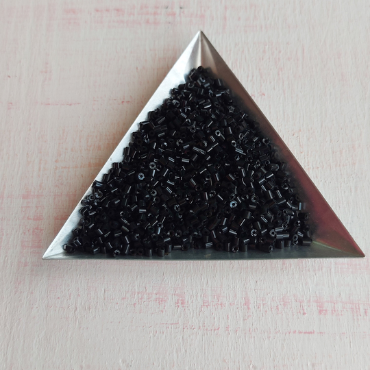 Black Tube Glass Beads 2mm, Bugle Seed Beads, Short 30 Grams, C210