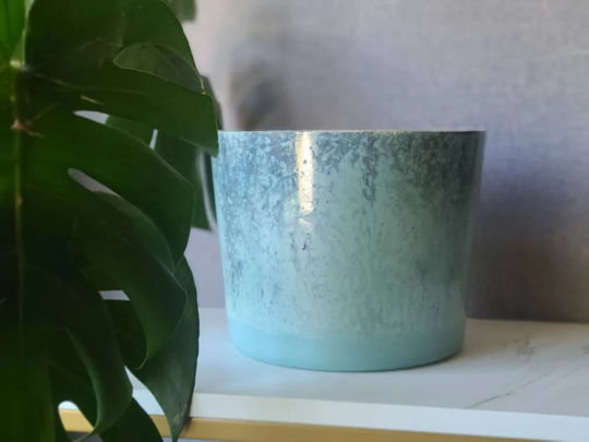 8 Inch Planter - Speckled Pot Turquoise Dark Blue House Plant Large Succulent Concrete Mermaid
