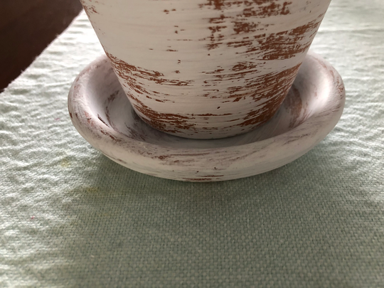 Distressed Chalk Paint Aged Clay Saucer For 4 in Pot