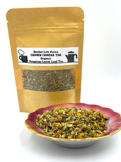 Crown Chakra Herbal Organic Premium Loose Leaf Tea /Infused With Lepidolite Stone/Spiritual Awakening/Caffeine Free