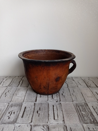 Vintage Red Clay Pot, Primitive Old Wabi Sabi Rustic Decor, Vase, Farmhouse Vase