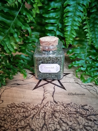 Green Salt, Prosperity, Abundance, Money, Luck, Altar, Wicca, Wiccan, Witchy, Hoodoo, Witchcraft, Spell, Ritual, Pagan, Herbs